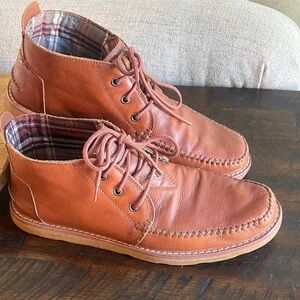 Toms Men's Tan Brown Chukka Boots Ankle Lace Up Full Grain Leather 13M Shoes